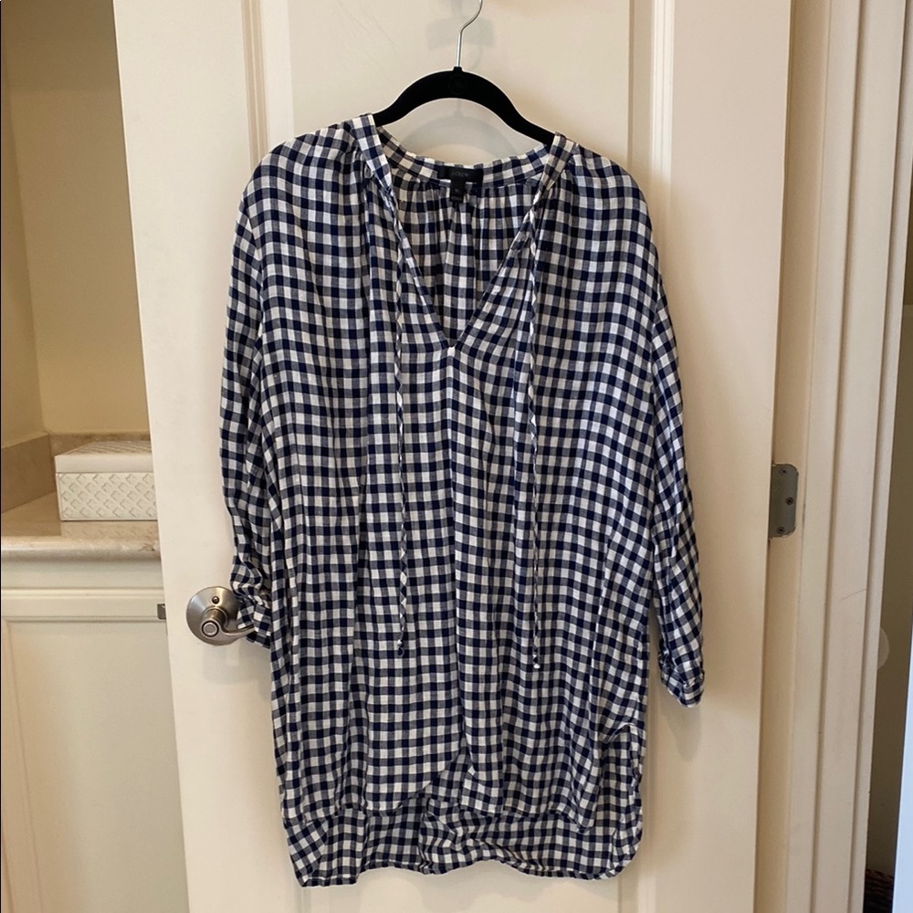 J. Crew Relaxed Blue and White Tunic with 3/4 Sleeves